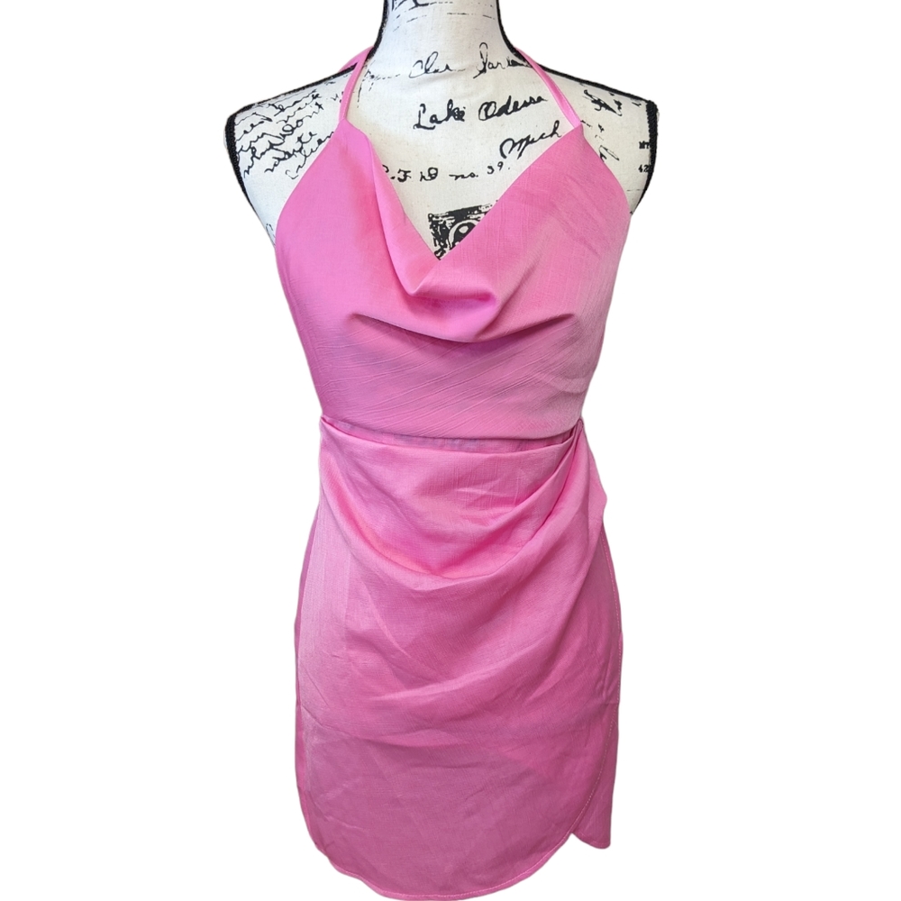 Princess Polly Ensley Pink Halter Mini Dress Size 4 - Picture 2 of 11